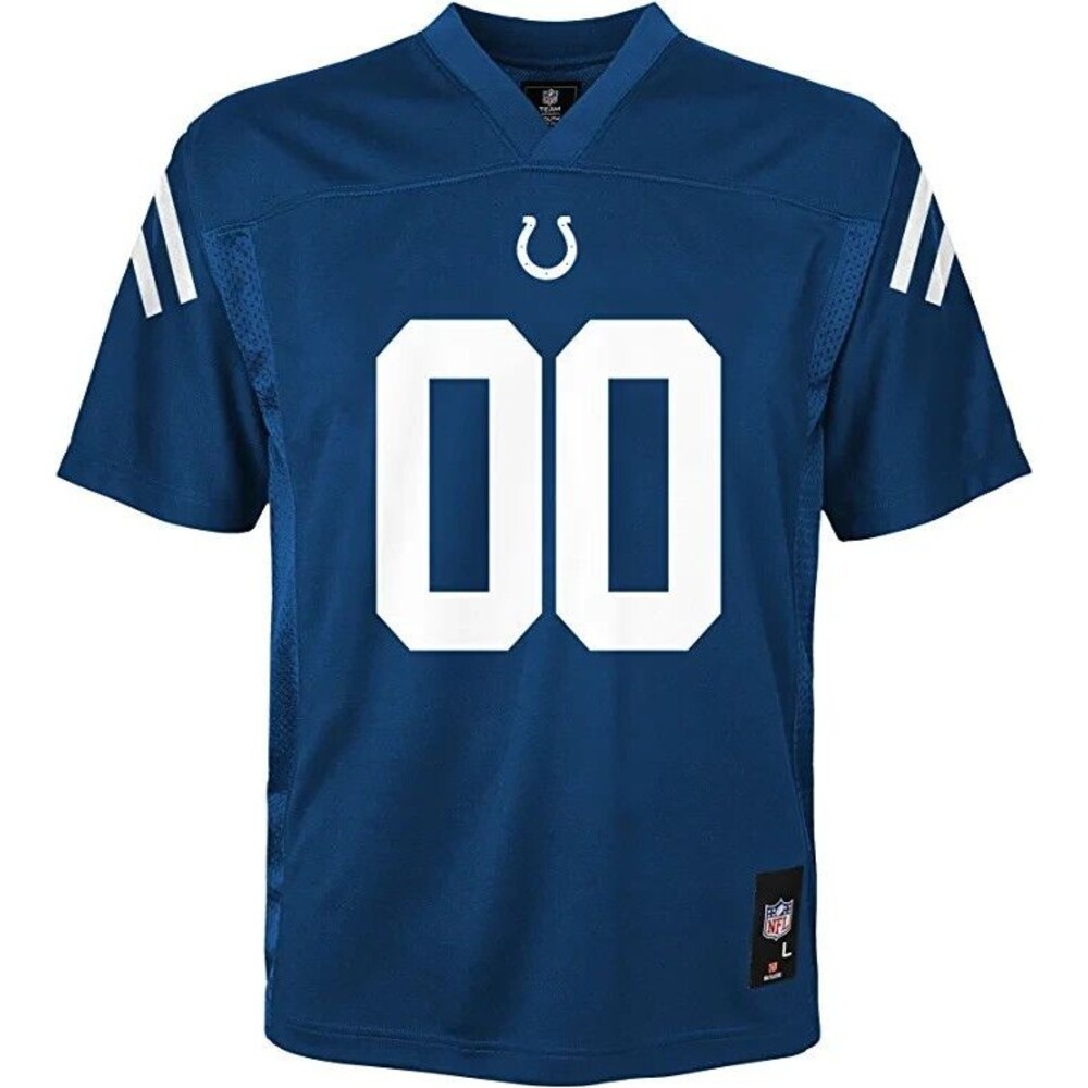 NFL Indianapolis Colts Youth Jersey Blue White Number 00 Team Apparel Kids Large